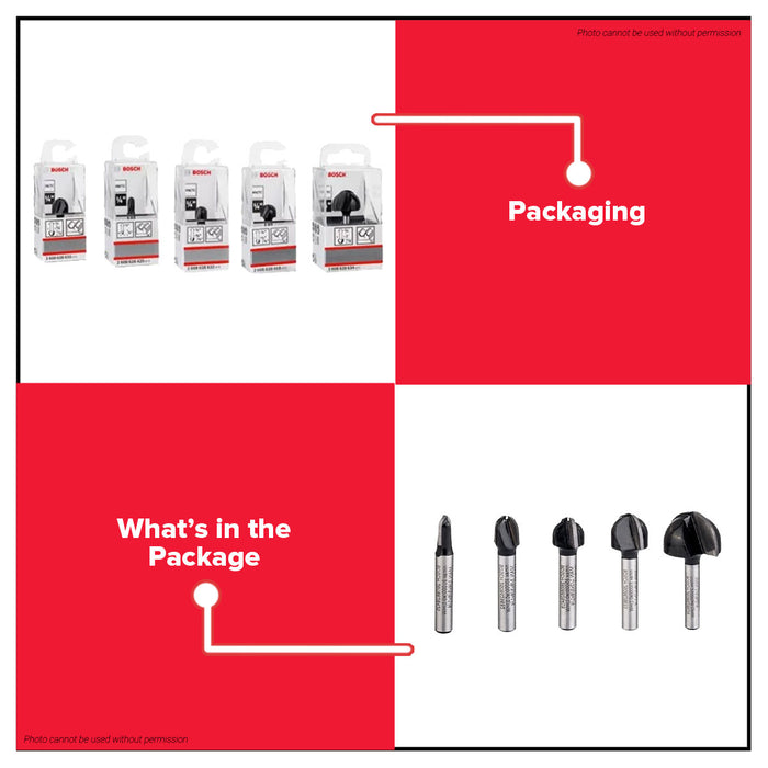 BUILDMATE Bosch 1/4" Inch Core Box Bit Router Bits Cutter 1/8" - 1/2" Inch Standard for Wood - BAX