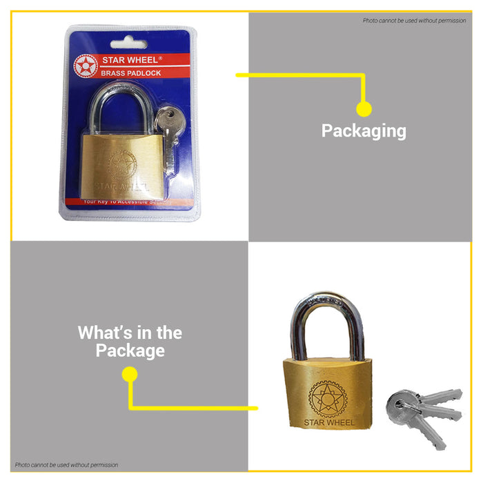 Starwheel Brass Padlock 25mm / 30mm / 40mm / 50mm / 60mm