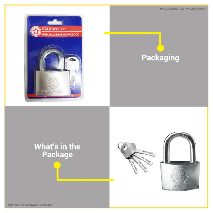 Starwheel Steel Ball Bearing Padlock 30mm / 40mm / 50mm / 60mm — Buildmate