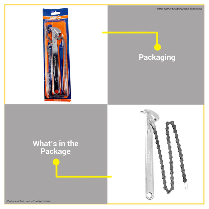 BUILDMATE Wadfow Chain Wrench 40Mn Adjustable Chain Spanner Pipe Wrench Grip Puller Disassembly Plumbing Wrench Tool WAW1309 - WHT