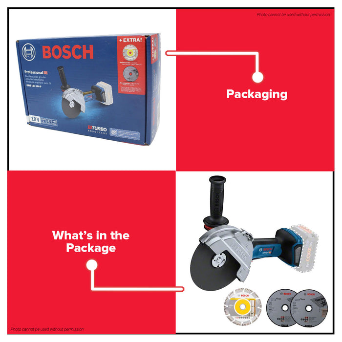 Buildmate x BOSCH Cordless Angle Grinder 18V 180mm BITURBO Brushless Heavy Duty Grinder GWS 18V-180 P 06019H6L01 BLC