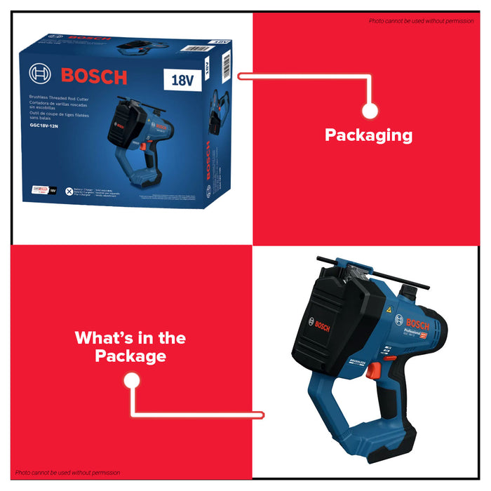 Buildmate x BOSCH SOLO 18V Cordless PRO Threaded Rod Cutter M6-M12 Brushless GGC 18V-12 06019M8080 BLC