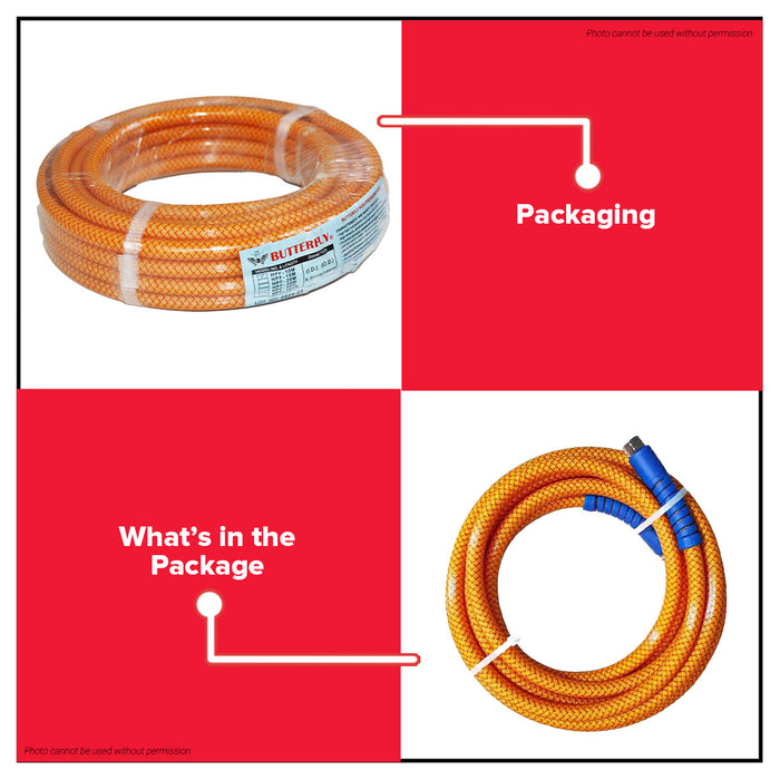 BUILDMATE Butterfly 3-Ply High Pressure Spray Hose 3000psi For Air Water & Oil w/ Fittings Industrial Pneumatic Hose Pipe