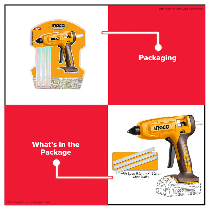 Buildmate x INGCO 20V Cordless Glue Gun 11.2mm CGGLI2003 ICPT