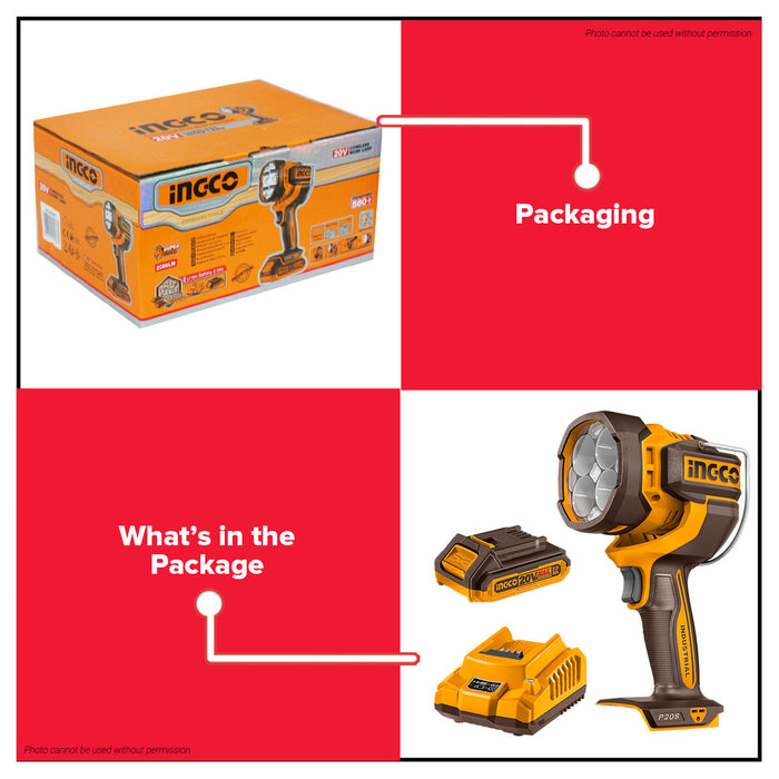 Ingco Cordless Work Lamp CWLI20881 - ICPT
