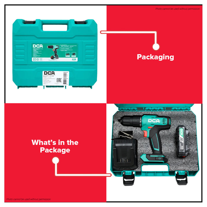 Buildmate x DCA Heavy Duty Cordless Driver/ Hammer Drill 20V 220W Battery 2.0Ah x 1 , Charger ADJZ2035i13-ADM