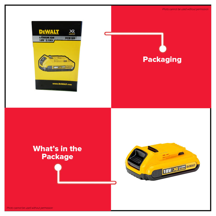 Buildmate x DEWALT 18V 2.0Ah XR Li-Ion Battery Pack DCB183-B1
