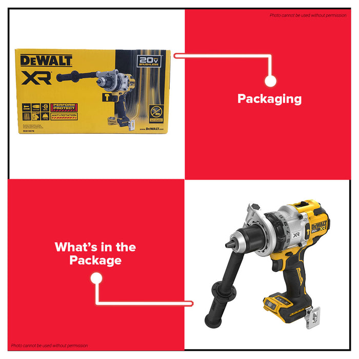 Buildmate x DEWALT 20V Brushless Hammer Drill 169Nm 3-Speed 1/2" XR DCD1007N-B1 Bare Tool