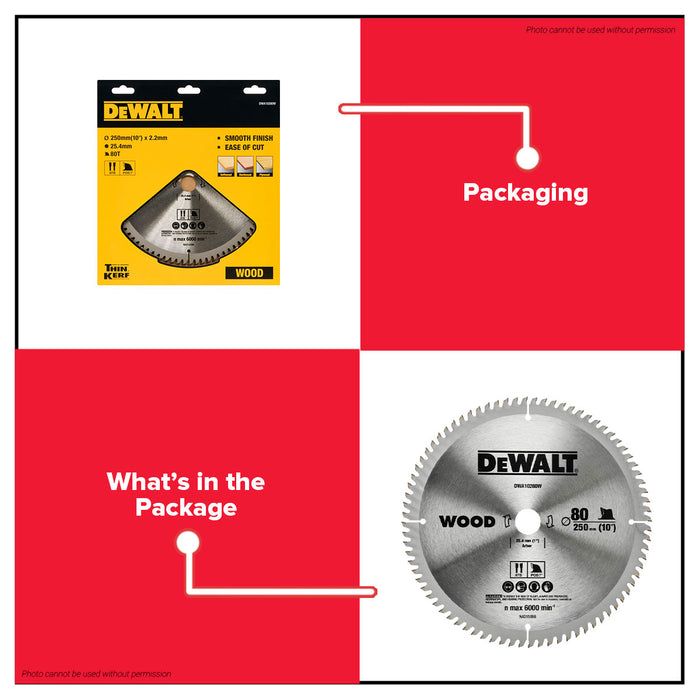 Buildmate x DEWALT Circular Saw Blade 7-1/4” 40T & 10” 80T Wood Cutting 25.4mm Arbor