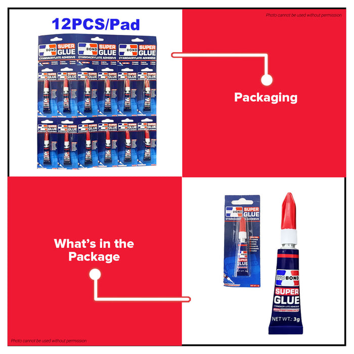 [WHOLESALE]  EVO BOND (12PCS) Super Glue 3g 1PAD Sticks like Mighty Bond •BUILDMATE•