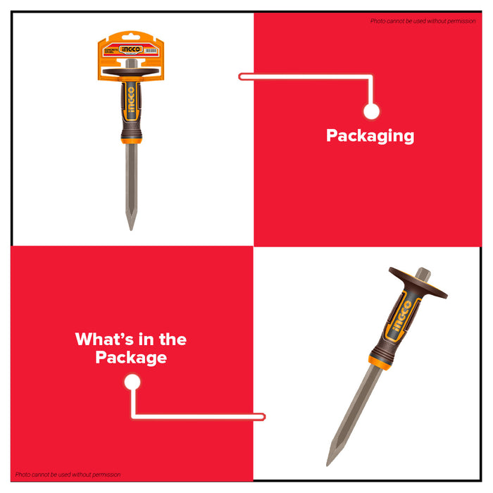 Buildmate x INGCO Concrete Chisel 305mm 40Cr Heat-Treated with Powder Coating HCC830416/19  IHT