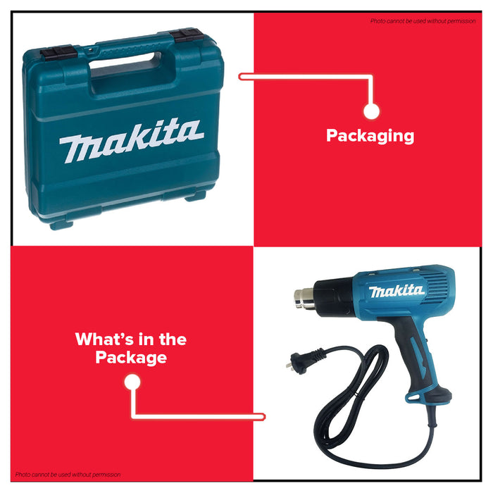 BUILDMATE MAKITA 240V 1600W Heat Gun/ Hot Air Gun with Case for heating, drying, stripping, and shrinking applications HG5030K