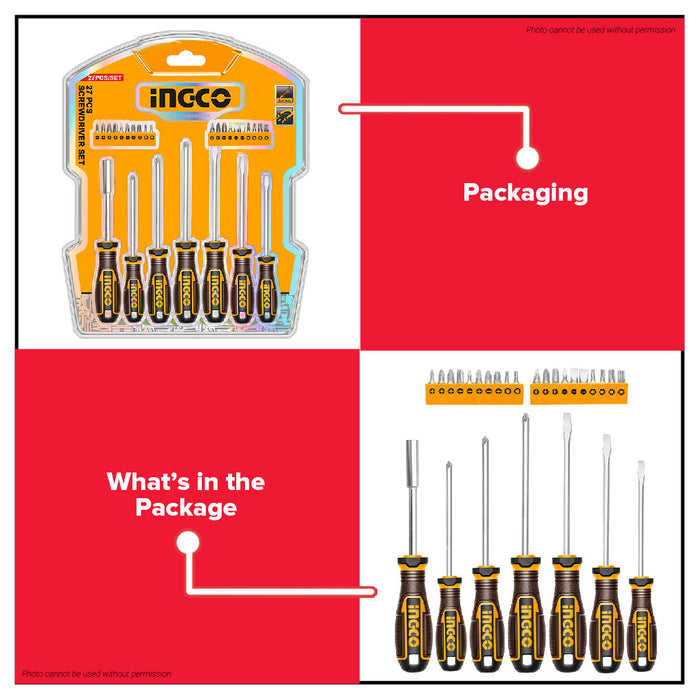 INGCO  27pcs/Set Screwdriver Phillips, Slotted, Hex & Torx HKSDS2728  IHT