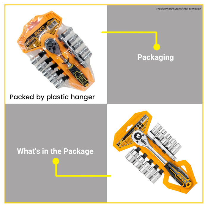 BUILDMATE Ingco 17pcs 1/2" Socket Set HKTS12171 - IHT