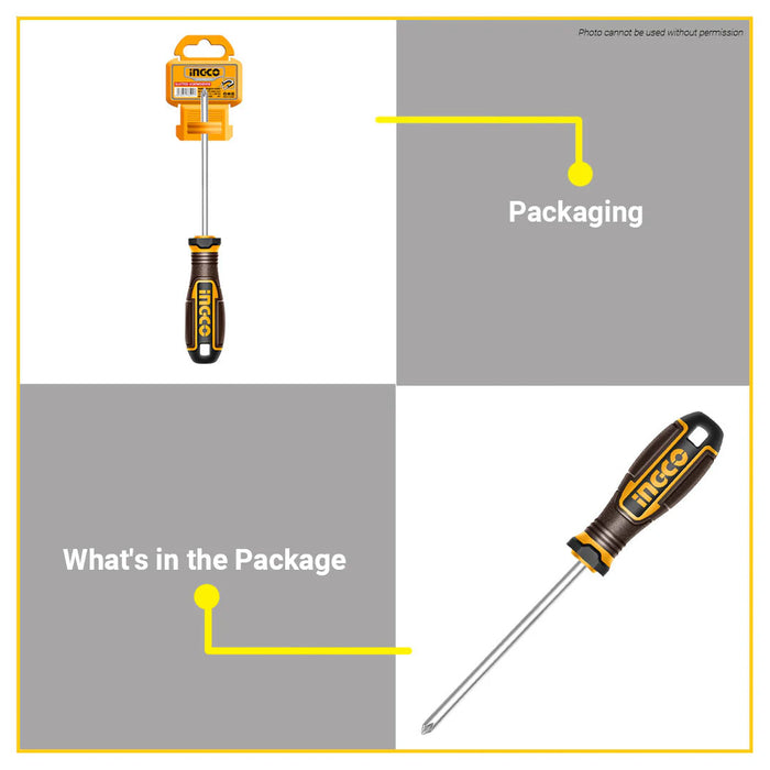 BUILDMATE Ingco Phillips Screwdriver 75mm / 125mm / 150mm S2 Crosshead Magnetic Long Shank Screw Driver Hand Repair Tool SOLD PER PIECE - IHT