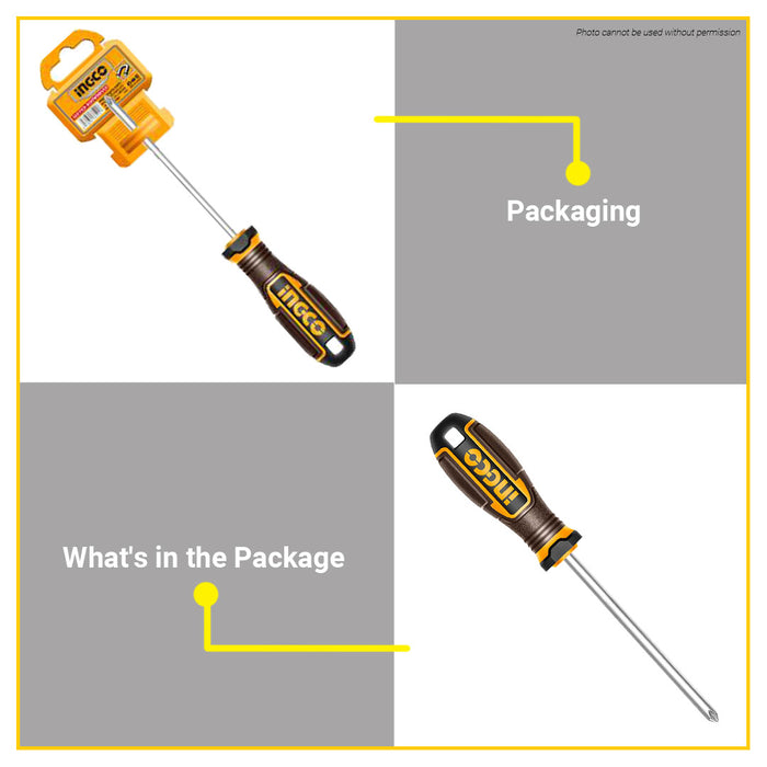 BUILDMATE Ingco Phillips Screwdriver PH3x20mm Crosshead Magnetic Non-Slip Screw Driver Repair Hand Tools for Electronics & DIY HSDPH3200 - IHT