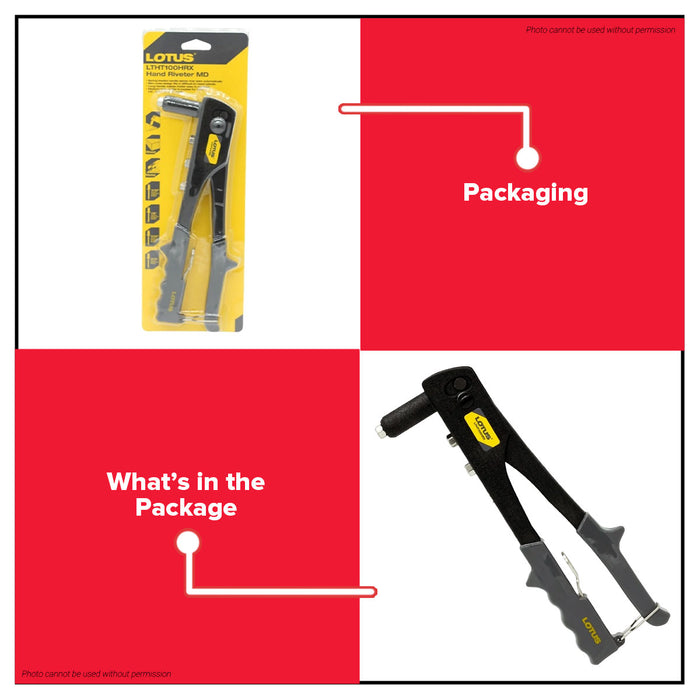 Lotus Hand Riveter LTHT100HRX Heavy-duty Steel Arms for Industrial Applications LHT