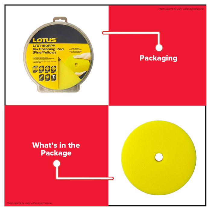 LOTUS 6” Polishing Pad Hook and Loop for surface defects and swirls | LTXT150 - LHT