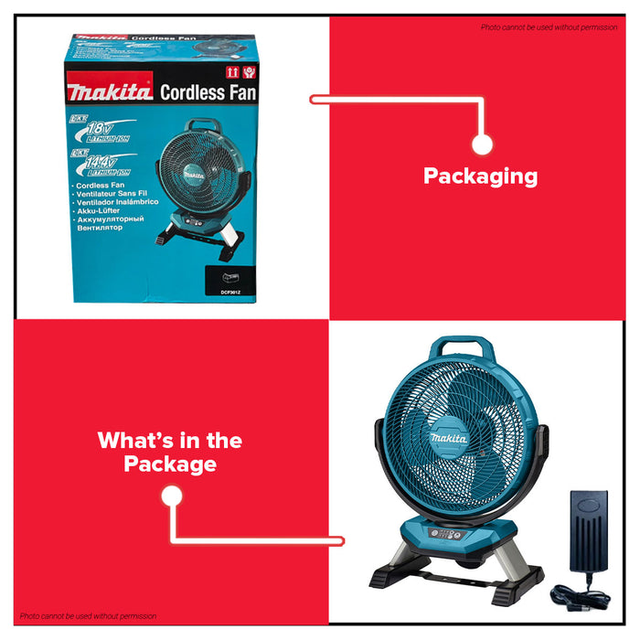 Buildmate x MAKITA Cordless Portable Fan 330mm 18V 14.4V LXT Quiet Jobsite Cooling Fan DCF301Z
