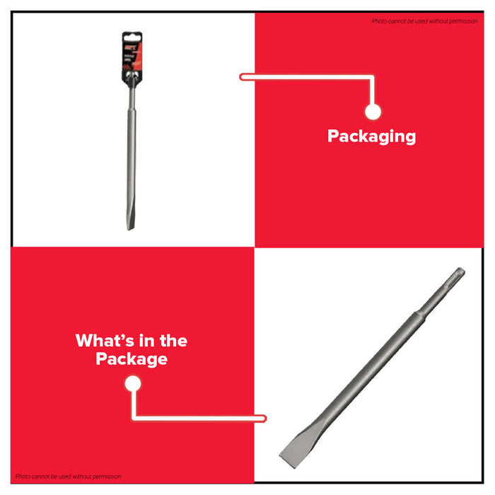Buildmate x MPT SDS-Plus Flat Chisel 14x250x20mm Chrome Alloy Steel MJ06001-1425020