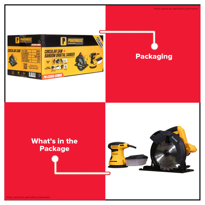 Buildmate x PowerHouse Power Combo Circular Saw 1400W and Random Orbital Sander 400W Set PH-CSROS-COMBO