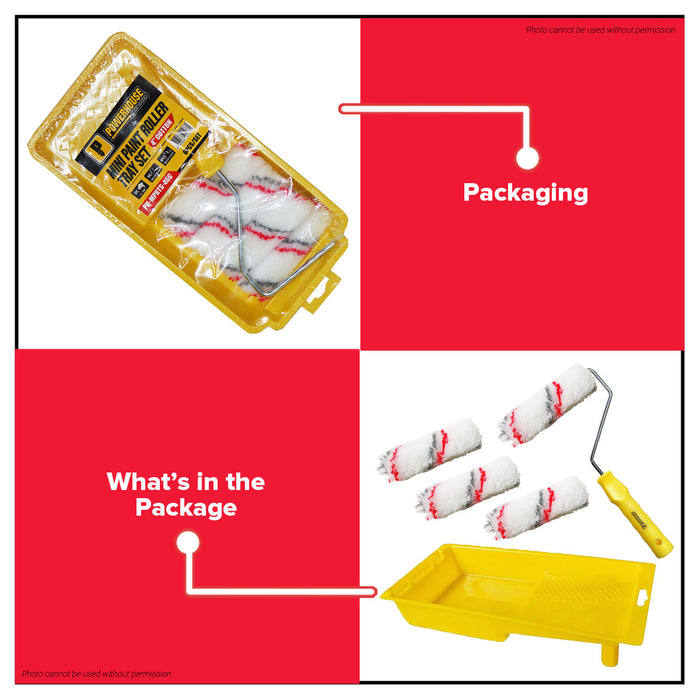 BUILDMATE x POWERHOUSE Mini Paint Roller Tray Set 4 Cotton (6pcs/set) PH-MPRTS-46C PHHT