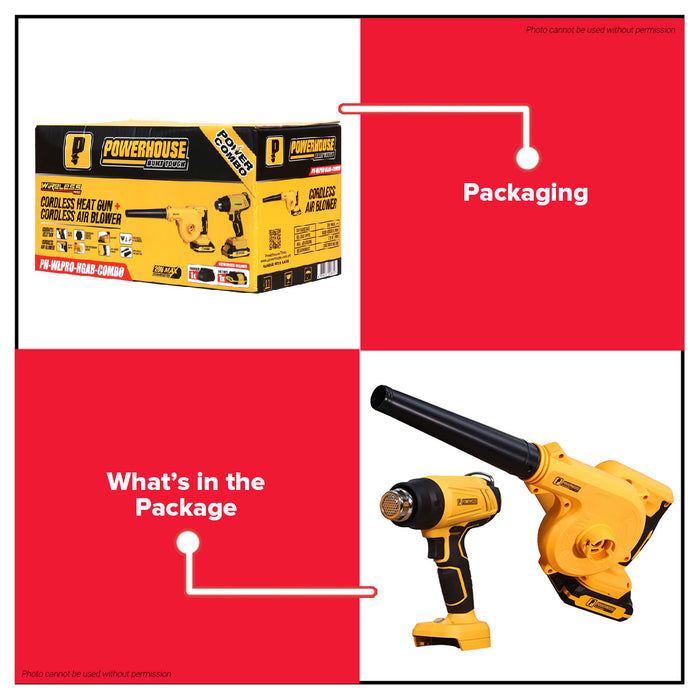 Buildmate x PowerHouse Power Combo Cordless Heat Gun 20V and Cordless Air Blower 20V Set PH-WLPRO-HGAB-COMBO