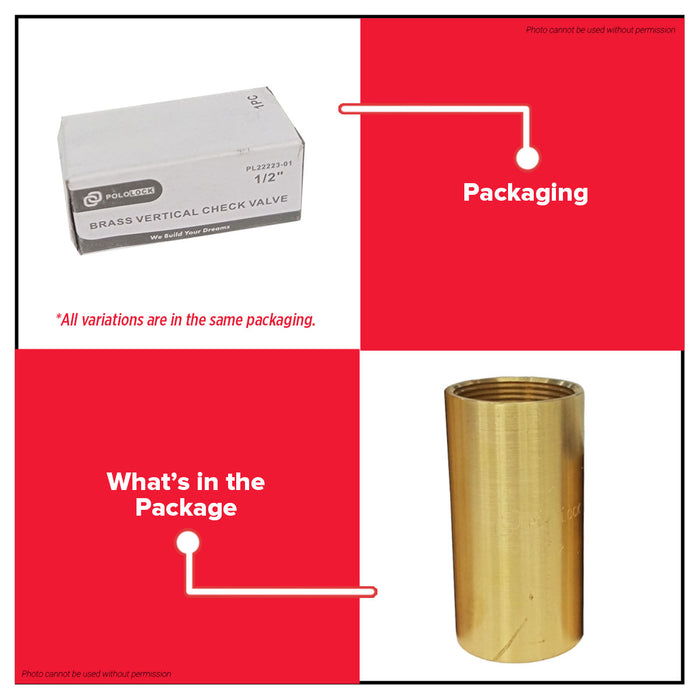 Buildmate x POLOLOCK Brass Vertical Check Valve ½, ¾, 1