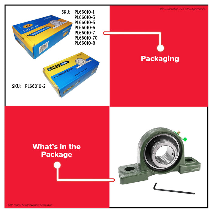 BUILDMATE x POLOLOCK Pillow Block Bearing – 1/2” to 1-3/4” UCP Series Bearings for Industrial & Mechanical Applications