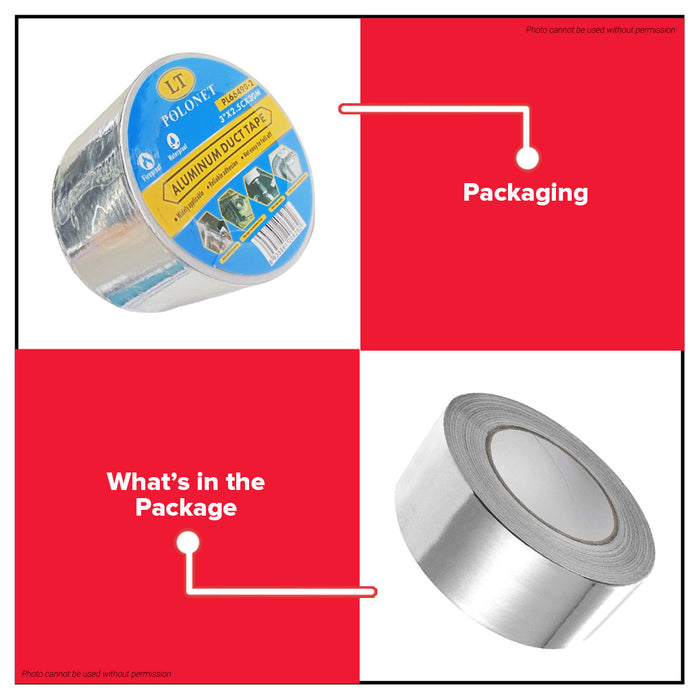 BUILDMATE x POLOLOCK Aluminum Duct Tape 2” / 3” – 30m Fireproof & Waterproof Heavy-Duty Adhesive Tape for HVAC & Repairs
