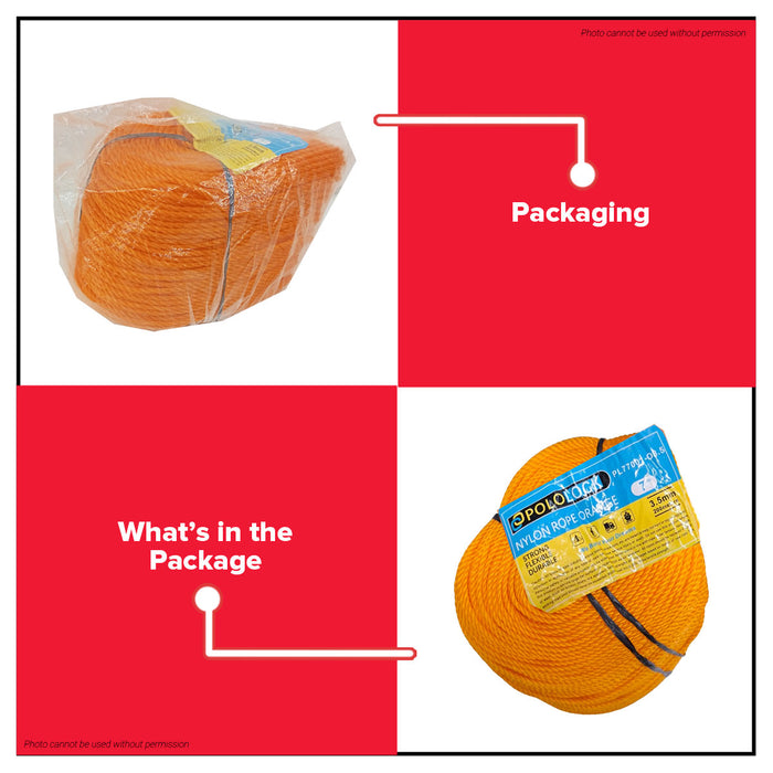 POLOLOCK 2.5/3.5mm Nylon Rope Orange for Construction, Outdoor, Tents PL66370-04 PL66370-06 | BUILDMATE
