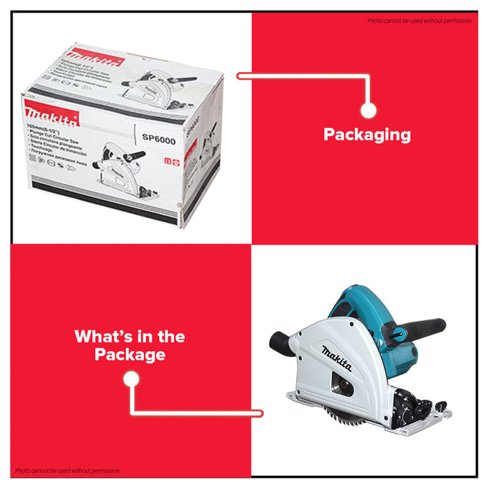 BUILDMATE Makita 1300W Plunge Cut Circular Saw Set SP6000 with 55" Inch Guide Rail Wood Cutting 1943685