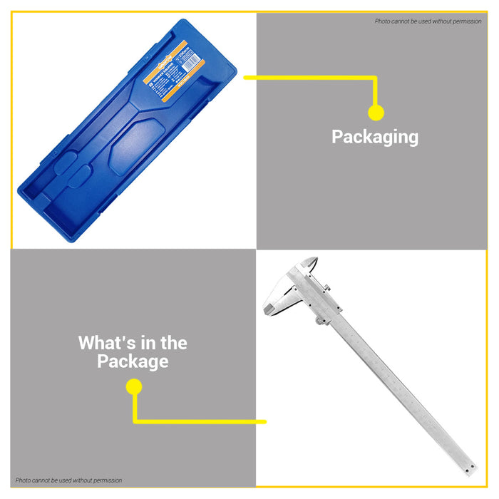 BUILDMATE Wadfow Carbon Steel Vernier Caliper 150mm - 300mm Manual Mechanical Metric/Inch Conversion Caliper Measuring Tool - WHT