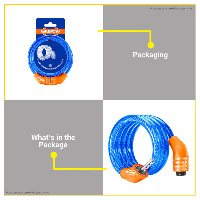 BUILDMATE Wadfow 4 Digit Combination Bicycle Cable Lock 10x1200mm PVC Anti-Theft High Security Keyless Flexible Bike Lock WBK2110 - WHT