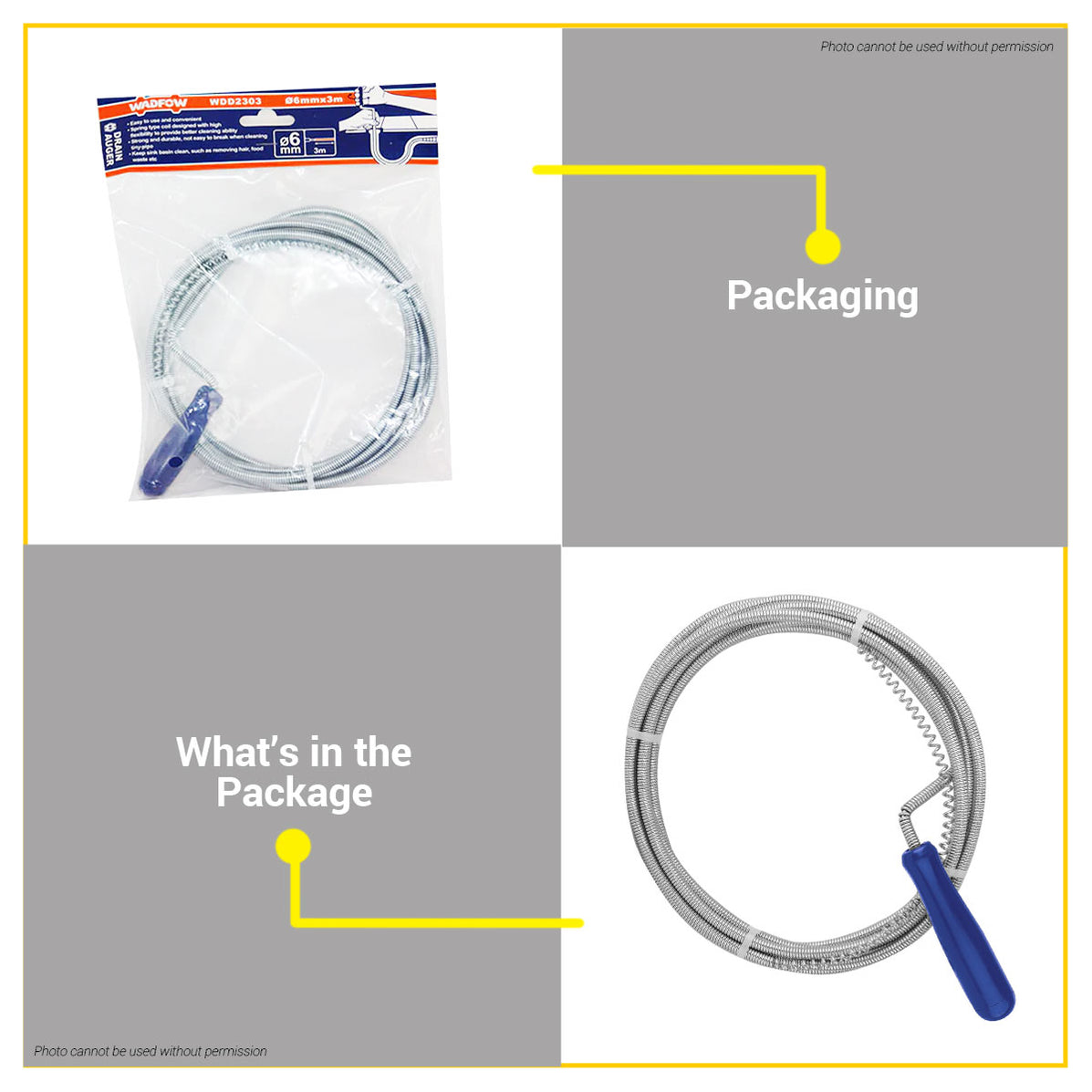 BUILDMATE Wadfow 6MMx3M Flexible Spring Drain Auger Wire Sewer Plumbin ...