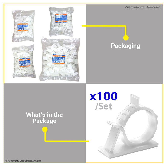 BUILDMATE Wadfow 100pcs White Adjust Cable Tie Mounts 7.9-25.4mm Self-Adhesive Adjustable Wire Clamp Cable Ties Mounting Clip - WHT