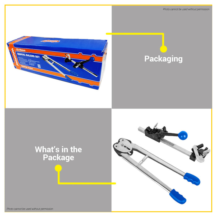 BUILDMATE Wadfow Manual Balers Set 12-16mm Hand Bale Packing Wire Tightening Pliers And Tensioner Baling Manual Belt Strapping Tool WHS2620 - WHT
