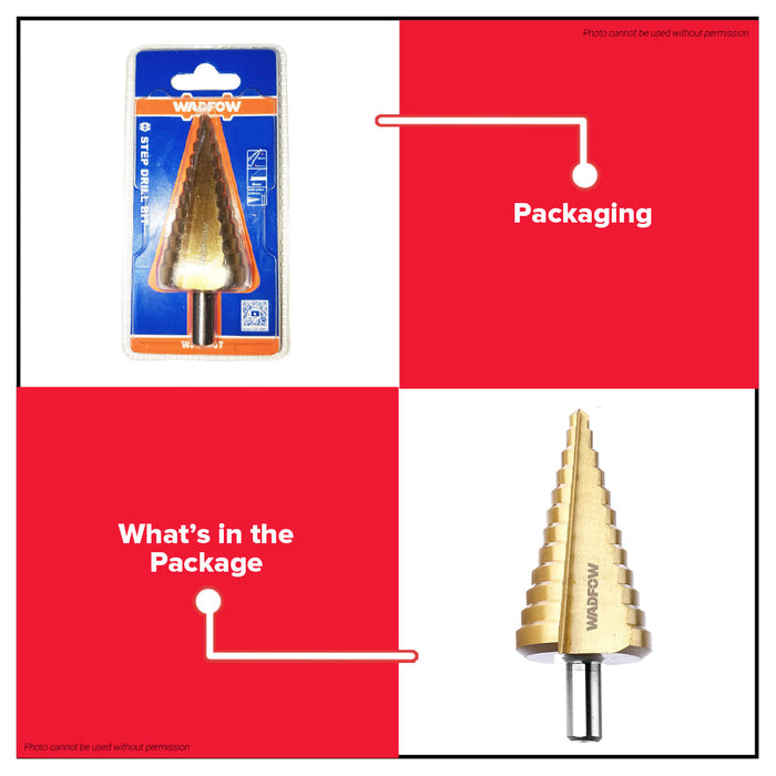 WADFOW 1/4" Titanium Step Drill Bit HSS Drilling Tool for Power Drill - WHT | BUILDMATE