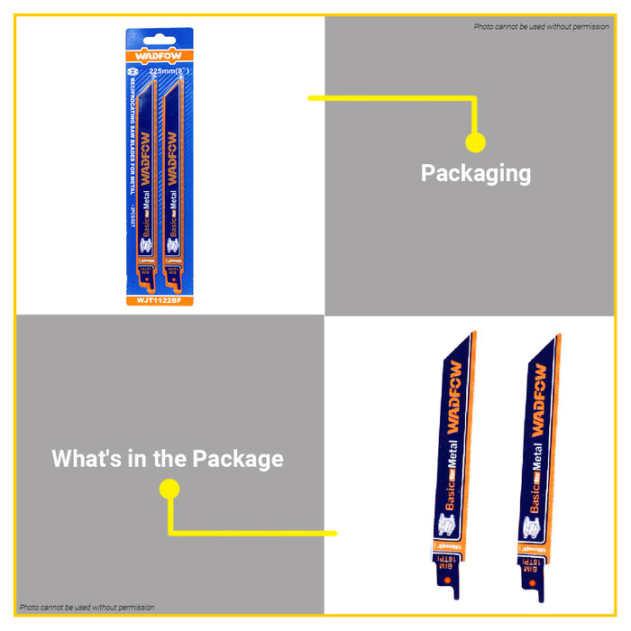 BUILDMATE Wadfow 2PCS/SET Reciprocating Saw Blades Basic for Wood / for Metal / For Wood with Nails Wood & Metal Cutting Blade SOLD PER SET - WHT