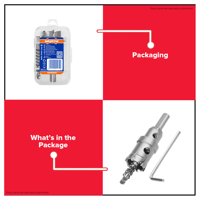 BUILDMATE Wadfow #6 27mm TCT Hole Saw with Triangle Shank Tungsten Carbide Tipped Drill Cutter For Metal Cutting WKJ6B27 - WHT