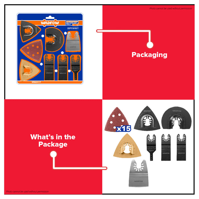 WADFOW 22pcs/set Multi-Function Saw Accessories Tool Blade Set WMA9417 WHT - BUILDMATE