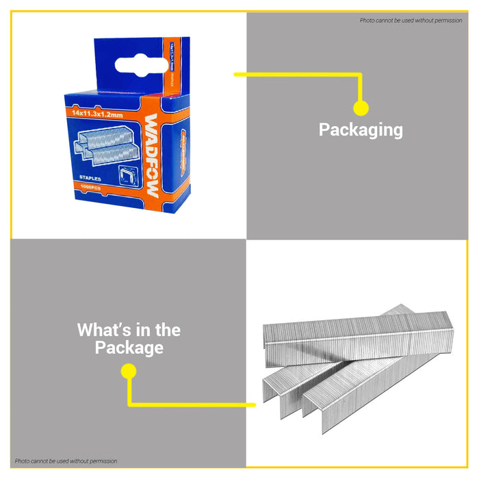 BUILDMATE Wadfow 1000PCS/SET Staples Wire 1.2mm / 6mm - 14mm Heavy Duty Stapler Wire Nails For WGU2614 Manual Tacker Staple - WHT
