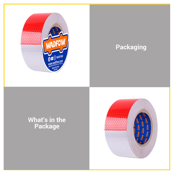BUILDMATE Wadfow Pet Reflective Tape 50mmx25m Waterproof High Night Visibility Red & White Reflective Strips Outdoor Safety Warning Tape for Cars, Motorcycles & Pets WPN5H50 - WHT