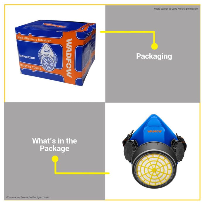 BUILDMATE Wadfow High Efficiency Filtration Respirator Double Cartridge Protective Dust and Chemical Respiratory Protection Half Mask WRJ1501 - WHT