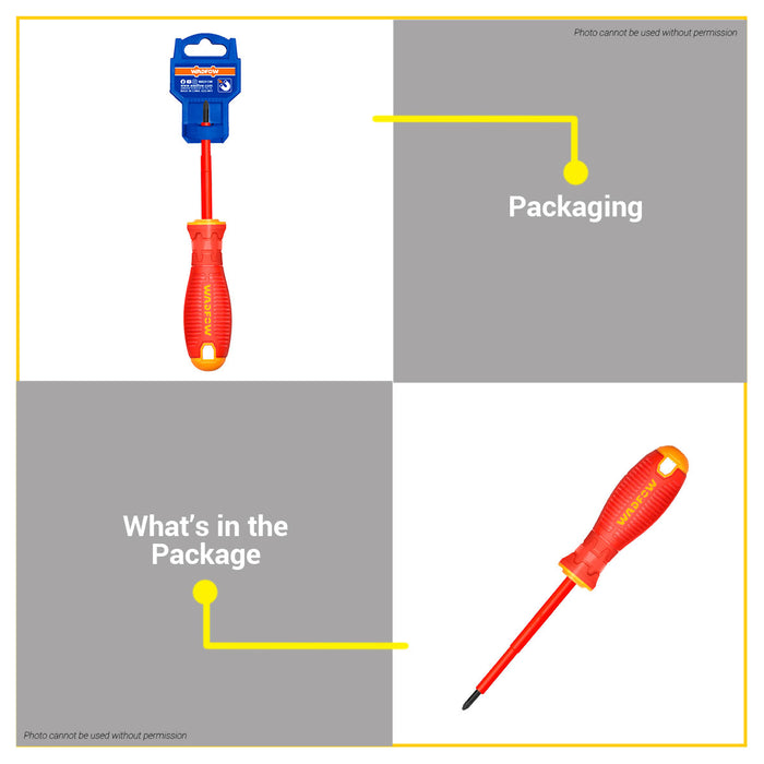 BUILDMATE Wadfow 1000V Insulated Screwdriver 75mm-150mm Phillips, Slotted, Pozidriv VDE Electrician Magnetic Screw Driver Fastening Repair Hand Tools - WHT