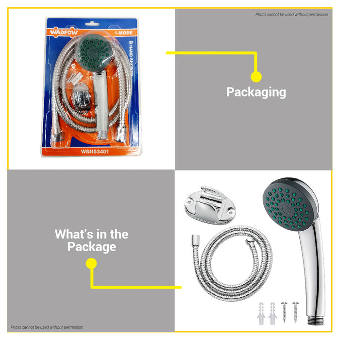 BUILDMATE Wadfow 1/2" Detachable Hand Shower ABS Head Handheld Chrome Finish Shower Head Bathroom Hand Sprayer WSHS3401 - WHT