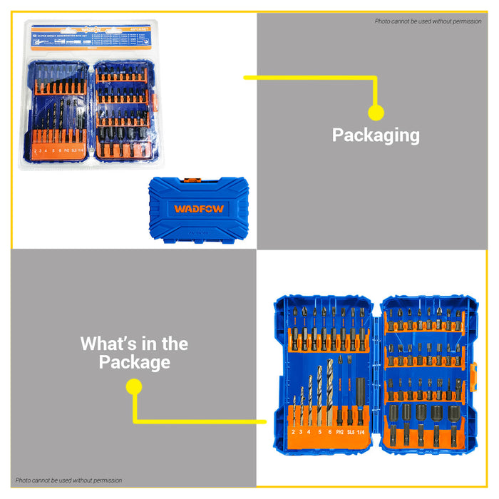 BUILDMATE Wadfow 45PCS/SET Impact Screwdriver Bits Set With Screwdriver Bit Holder DIY Multi-Bit Tool Kit Portable Tool Set WSV6545 - WHT