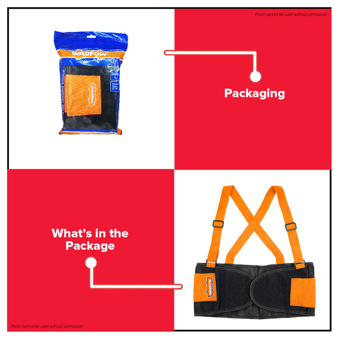 Wadfow M-XL Adjustable Back Support Belt Lumbar Brace Waist Protection for Lifting, Working | Lower Back Pain Relief SOLD PER PIECE - WHT