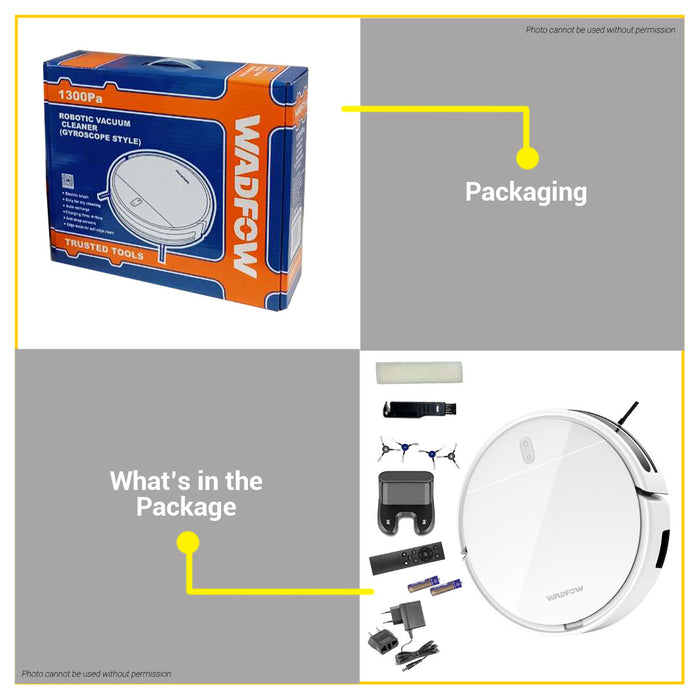 BUILDMATE Wadfow Robotic Vacuum Cleaner (Gyroscope Style) 1300pa Floor Self-Cleaning Smart Mapping Navigation Robot Sweeper Vacuum Cleaner WVN1513 - WCPT