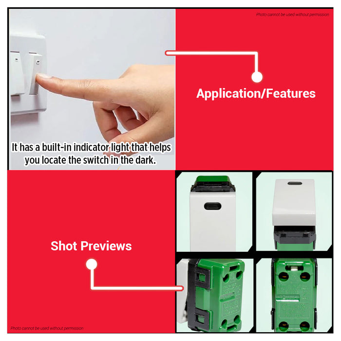 OMNI 1-Way Illuminated Switch ABS Material Wide Series 16A WWS-214 •BUILDMATE•